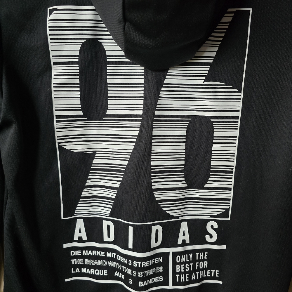 Adidas Zip Up Hooded Jacket Sweater Black Womens Small - Picture 8 of 8